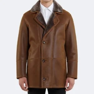 Men’s Brown Shearling Leather Coat