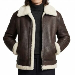 Mens Brown Leather Shearling Fur Jacket