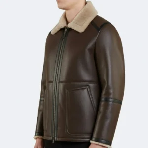 Men’s RAF B3 Brown Leather Shearling Jacket - Image 4