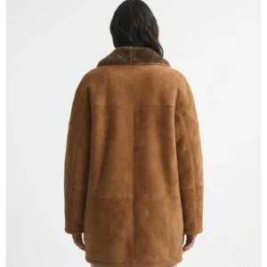 Alternative view of Womens Vintage Brown Suede Oversized Shearling Coat